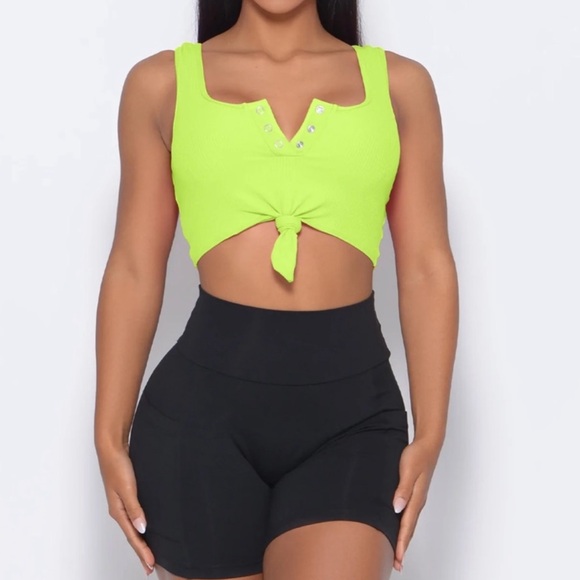 Bombshell neon green henley tank - Picture 1 of 4